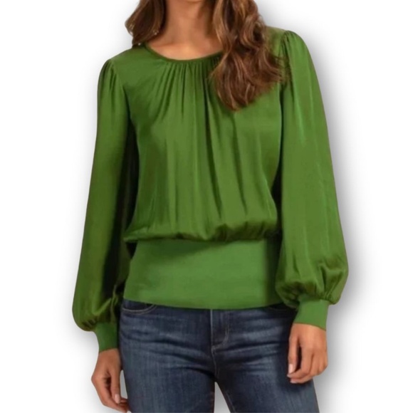 NWOT Trina Turk Idle Top Emerald Green - Picture 1 of 6
